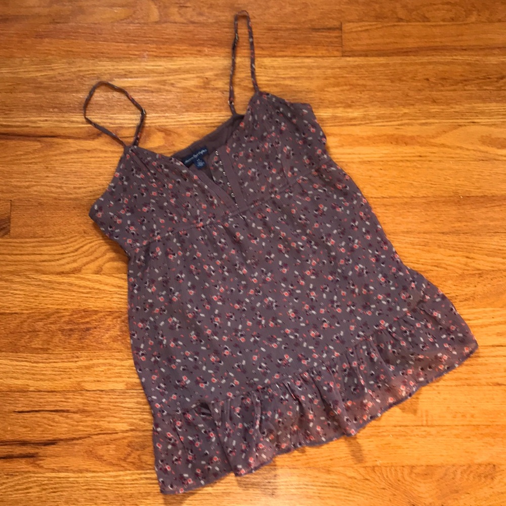 American Eagle Floral Purple Tank